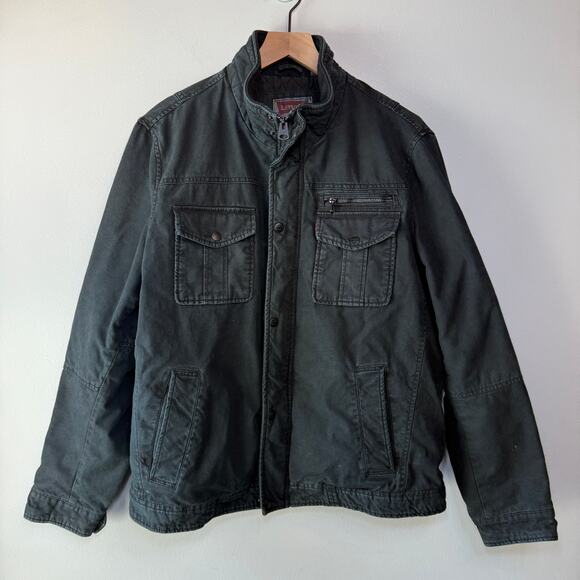 Levi's Men's Quilted Lining Full Zip Denim Trucker Jacket Black Size Large - Picture 1 of 9